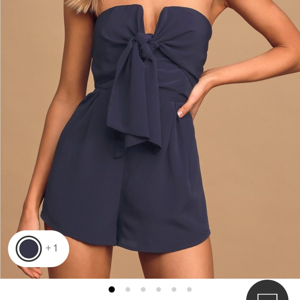 Lulus Inez Navy Blue Tie Front Romper